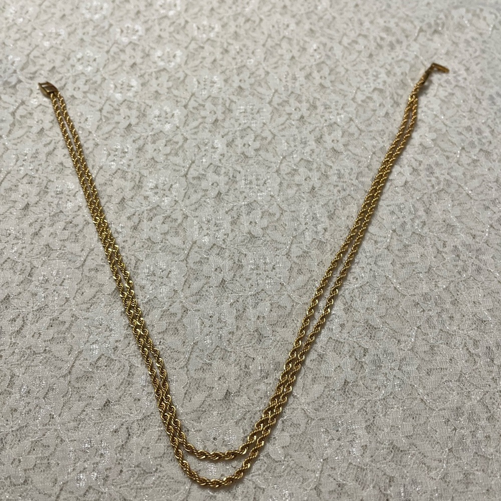 Napier/vintage gold 2 strand twisted necklace, 20”